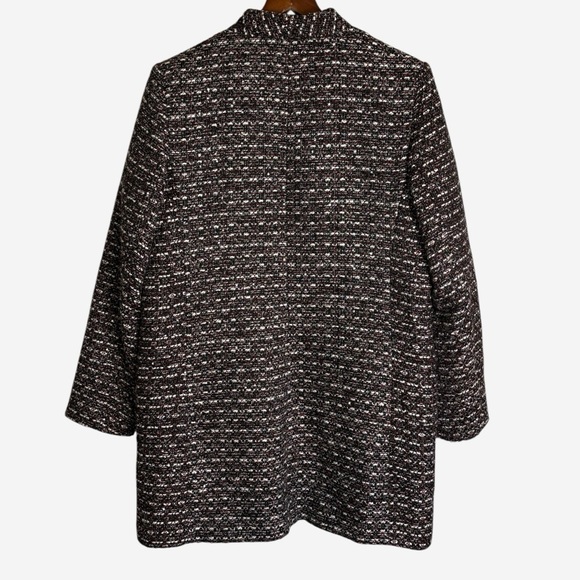 Calvin Klein Tweed Open Front Jacket Size 16 Red White Black Metallic Sequins - Picture 9 of 14